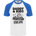 Daddy & Kids Best Friends Father's Day Mens S/S Baseball T-Shirt White/Royal Blue