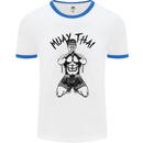 Muay Thai Fighter Mixed Martial Arts MMA Mens White Ringer T-Shirt White/Royal Blue
