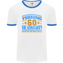60th Birthday Turning 60 Is Great Year Old Mens White Ringer T-Shirt White/Royal Blue