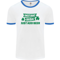 Instant Irish Add Beer St. Patrick's Day Mens White Ringer T-Shirt White/Royal Blue