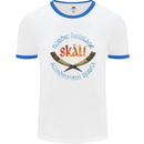 Skal The Vikings Alcohol Beer Nordic Odin Mens White Ringer T-Shirt White/Royal Blue