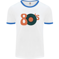 80s Music Vinyl Record Decks Turntable Mens Ringer T-Shirt White/Royal Blue