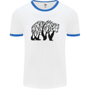 Bear Tree Animal Ecology Mens White Ringer T-Shirt White/Royal Blue