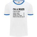 Motorcycle I'm a Biker When My Wife Funny Mens White Ringer T-Shirt White/Royal Blue