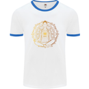 Spiritual Yoga Meditation Peace Mens White Ringer T-Shirt White/Royal Blue
