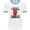 I Still Heart Zombies Apocalypse Mens White Ringer T-Shirt White/Royal Blue