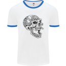 Viking Skull Symbols Mens White Ringer T-Shirt White/Royal Blue