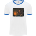 Bigfoot Camping and Cooking Marshmallows Mens White Ringer T-Shirt White/Royal Blue