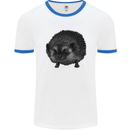 A Hedgehog Drawing Mens White Ringer T-Shirt White/Royal Blue