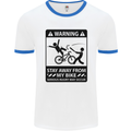 Stay Away From My Bike Cycling Cyclist Mens White Ringer T-Shirt White/Royal Blue