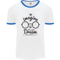 Imagine Its Not a Dream World Peace Hippy Mens White Ringer T-Shirt White/Royal Blue