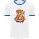 Zombie Teddy Bear Halloween Gothic Murder Mens Ringer T-Shirt White/Royal Blue