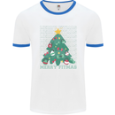 Fitness Merry Fitmas Christmas Tree Gym Mens White Ringer T-Shirt White/Royal Blue