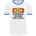 Funny Wheelie Motorbike Motocross MotoX Mens Ringer T-Shirt White/Royal Blue