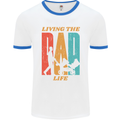 Fathers Day Living the Dad Life Twins Funny Mens White Ringer T-Shirt White/Royal Blue