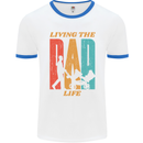 Fathers Day Living the Dad Life Twins Funny Mens White Ringer T-Shirt White/Royal Blue
