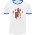 Chinese Zodiac Shengxiao Year of the Pig Mens White Ringer T-Shirt White/Royal Blue