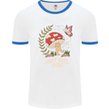 Dont Hate Mate Peace Hippy Toadstool Mens White Ringer T-Shirt White/Royal Blue