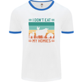 I Don't Eat My Homies Funny Vegan Vegetarian Mens White Ringer T-Shirt White/Royal Blue