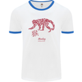 Chinese Zodiac Shengxiao Year of the Monkey Mens White Ringer T-Shirt White/Royal Blue