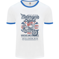 Motorcycle Legend Biker Motorcycle Chopper Mens White Ringer T-Shirt White/Royal Blue