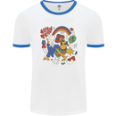 Stay Trippy Magic Mushrooms LSD Mens Ringer T-Shirt White/Royal Blue
