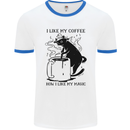 Black Cat Halloween Funny Coffee Mens White Ringer T-Shirt White/Royal Blue