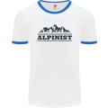 Mountains Alpinist Hiking Climbing Climber Mens White Ringer T-Shirt White/Royal Blue