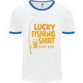 Lucky Fishing Fisherman Funny Mens White Ringer T-Shirt White/Royal Blue