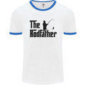 The Rodfather Funny Fishing Rod Father Mens White Ringer T-Shirt White/Royal Blue