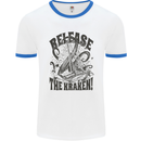 Release the Kraken Cthulhu Sea Creature Mens White Ringer T-Shirt White/Royal Blue