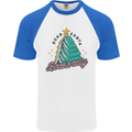 Books Only Christmas Tree Funny Bookworm Mens S/S Baseball T-Shirt White/Royal Blue
