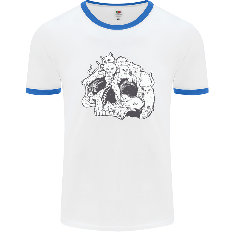 A Skull Made of Cats Mens White Ringer T-Shirt White/Royal Blue