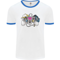 A Video Game Console Controller Mens White Ringer T-Shirt White/Royal Blue