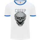 Creep Human Skull Gothic Rock Music Metal Mens White Ringer T-Shirt White/Royal Blue