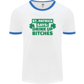 St Patricks Day Says Drink up Bitches Beer Mens White Ringer T-Shirt White/Royal Blue