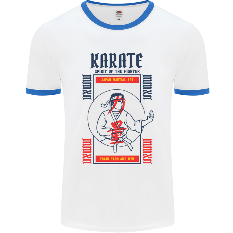 Katate Spirit Martial Arts MMA Mens White Ringer T-Shirt White/Royal Blue