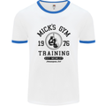 Mick's Gym Boxing Boxer Movie Mens White Ringer T-Shirt White/Royal Blue