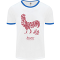 Chinese Zodiac Year of the Rooster Mens White Ringer T-Shirt White/Royal Blue