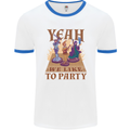 RPG Yeah We Like to Party Role Playing Game Mens White Ringer T-Shirt White/Royal Blue