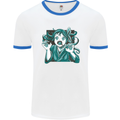 A Gothic Zombie Teddy Bear Halloween Mens Ringer T-Shirt White/Royal Blue