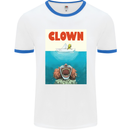 Jaws Funny Parody Clown Halloween Horror Mens White Ringer T-Shirt White/Royal Blue