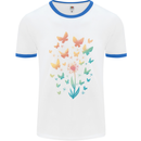 Dandelion Butterfly Plant Gardening Mens White Ringer T-Shirt White/Royal Blue