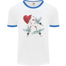 Crane Heart Anti Valentines Day Single Funny Mens Ringer T-Shirt White/Royal Blue