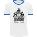Muay Thai Boxing MMA Martial Arts Kick Mens White Ringer T-Shirt White/Royal Blue