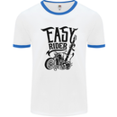 Easy Rider Motorcycle Motorbike Biker Mens White Ringer T-Shirt White/Royal Blue