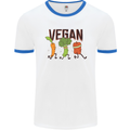 Vegan Fitness Mens White Ringer T-Shirt White/Royal Blue