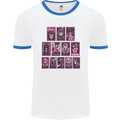 Tarot Cards Fortune Teller Skulls Mens White Ringer T-Shirt White/Royal Blue