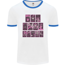 Tarot Cards Fortune Teller Skulls Mens White Ringer T-Shirt White/Royal Blue