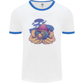 Magic Mushroom Hands Mycology Trippy Mens Ringer T-Shirt White/Royal Blue